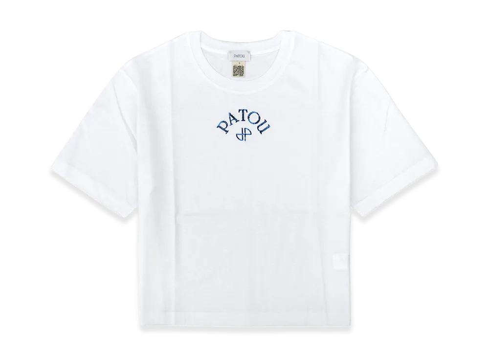 PATOU Women's Organic Cotton Logo Sequin S/S T-Shirt "White"