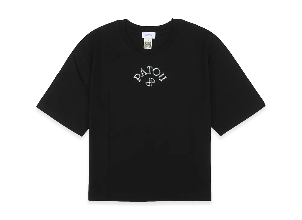 PATOU Women's Organic Cotton Logo Sequin S/S T-Shirt "Black"