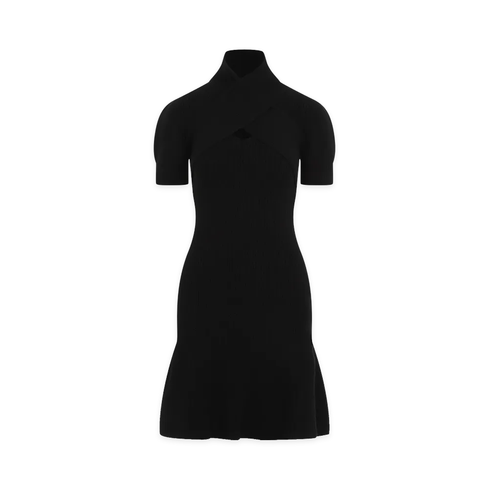 PATOU Merino Wool Scarf Draped Dress "Black"