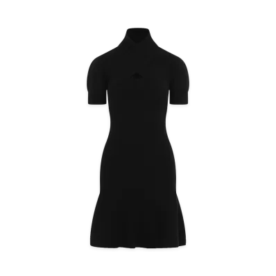PATOU Merino Wool Scarf Draped Dress "Black"