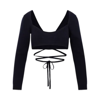 PATOU Wrap Knitted Top "Total Eclipse/Black"