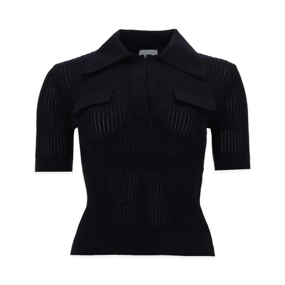 PATOU Embroidered Cotton Polo Shirt "Blue"