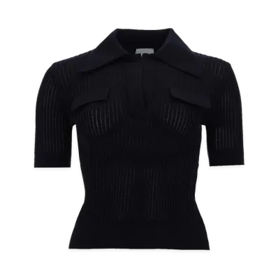 PATOU Embroidered Cotton Polo Shirt "Blue"