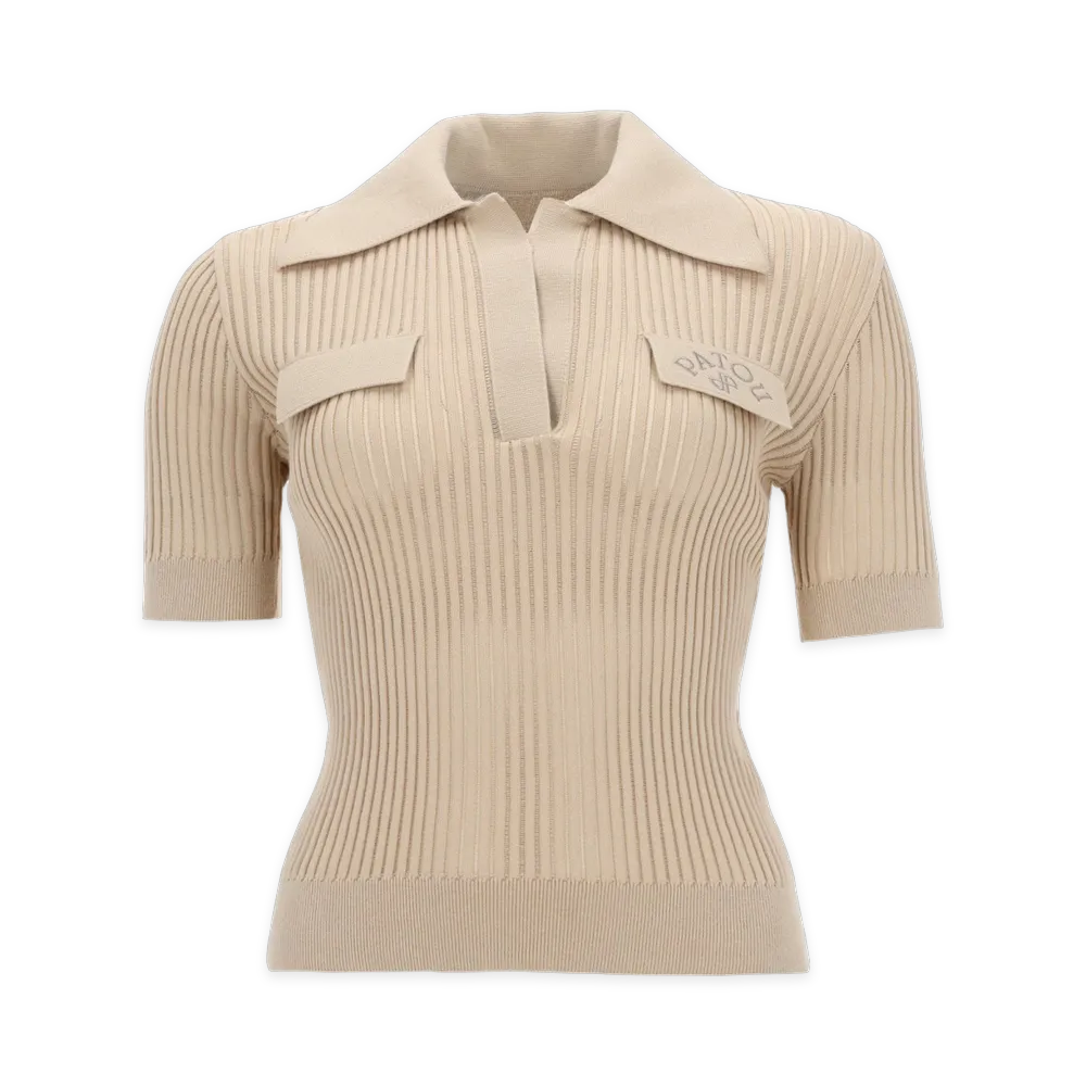 PATOU Embroidered Cotton Polo Shirt "Beige"