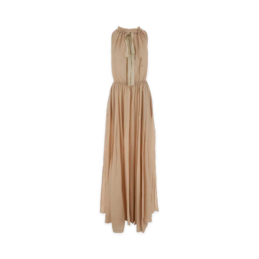 PATOU Embroidered Lyocell Blend Dress "Beige"