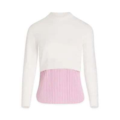 PATOU Cotton Trompe L'oeil Layered Sweater "White"