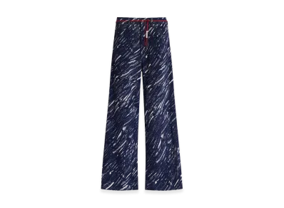 MARNI Marble Printed Velvet Flare Trouser "Navy/White"
