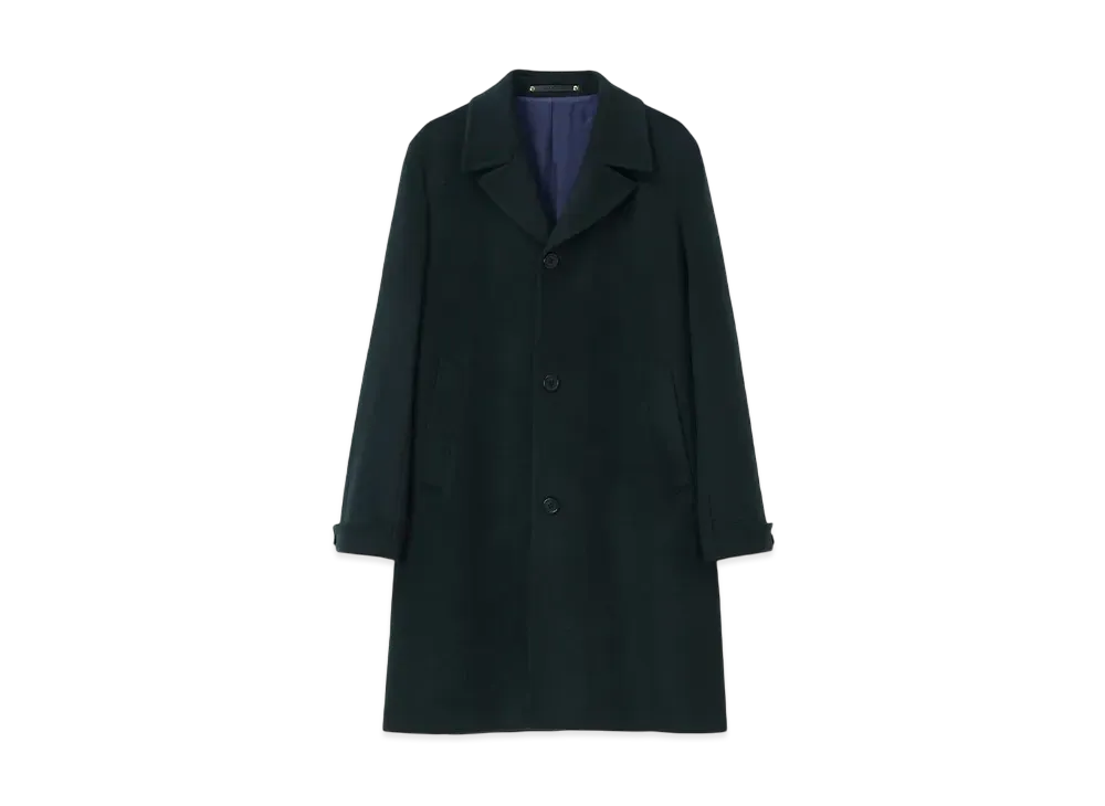 Paul Smith Wool Cashmere Bar Collar Coat "DarkGreen"