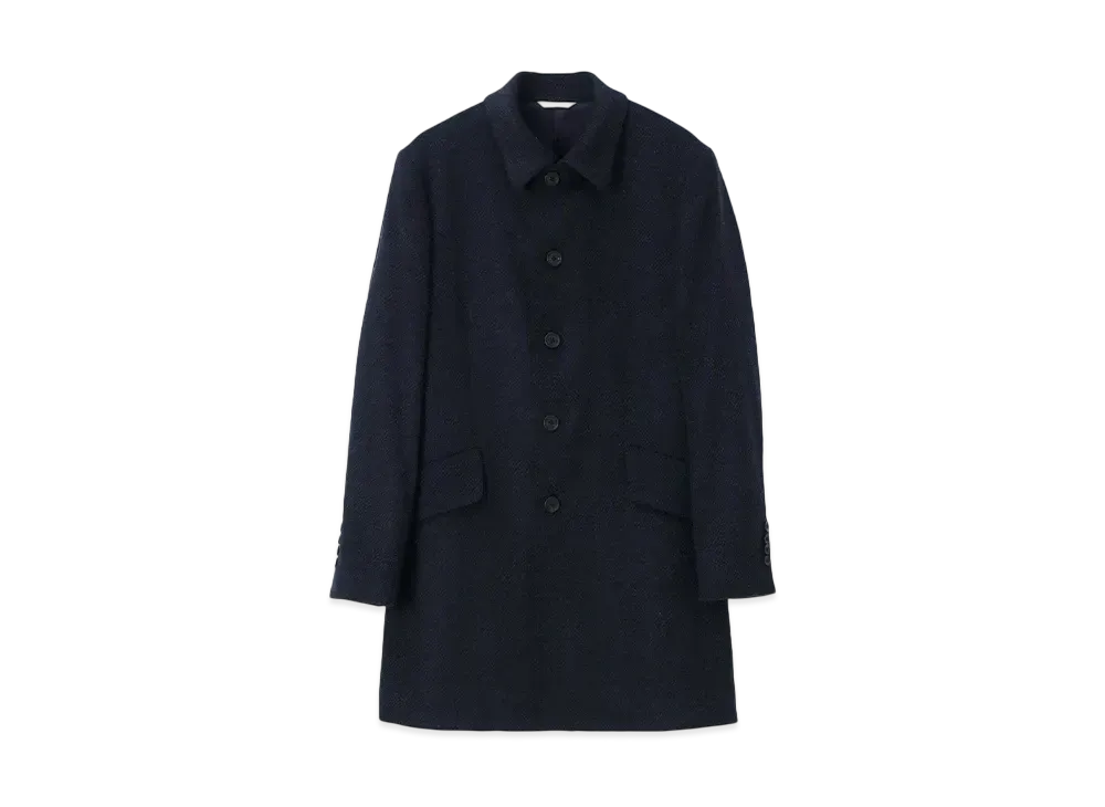 Paul Smith Birdseye Cashmere Bar Collar Coat "Navy"