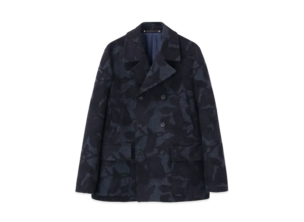 Paul Smith Jacquard Floral Melton Peacoat "Navy"