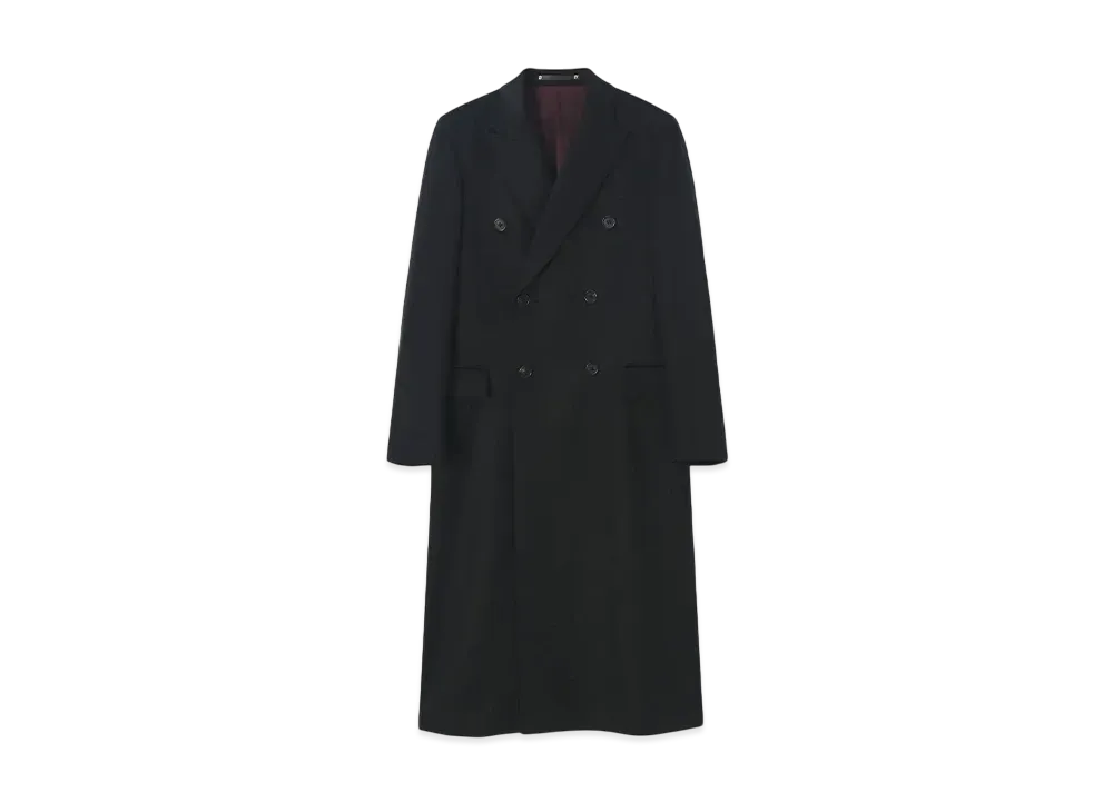 Paul Smith Cashmere Double-Breasted Long Chester Coat "Black"
