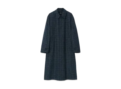 Paul Smith Illumination Check Long Stainless Steel Collar Coat "Navy"