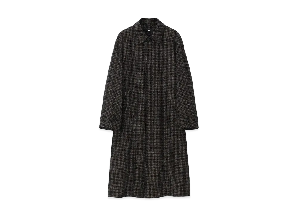 Paul Smith Illumination Check Long Stainless Steel Collar Coat "Black"