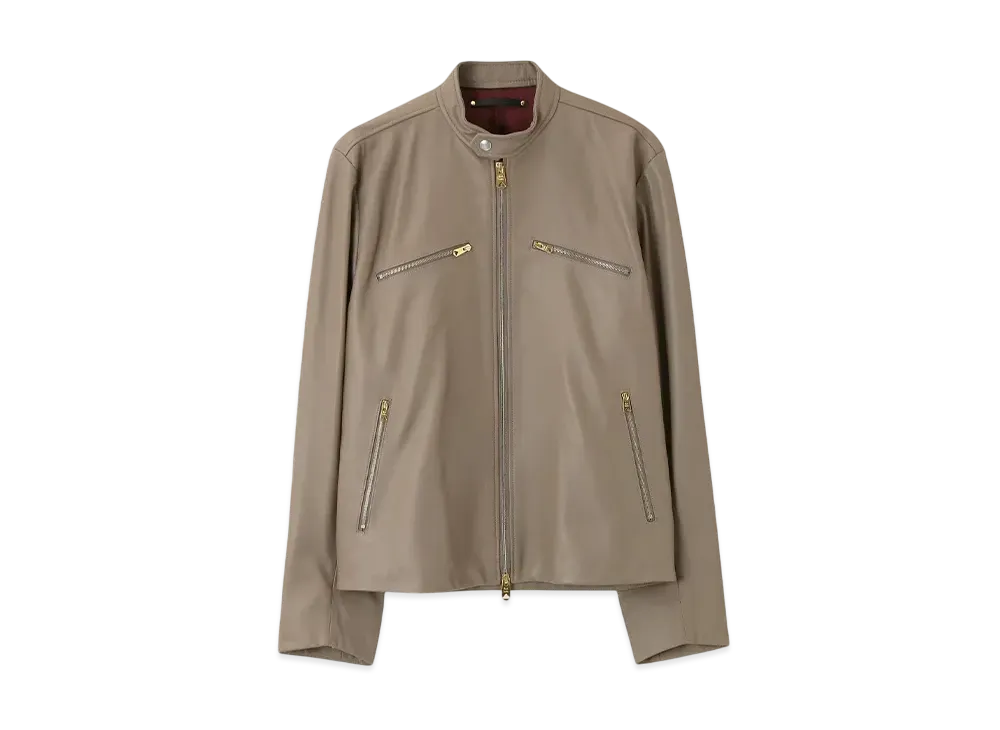 Paul Smith Lamb Leather Biker Jacket "Beige"
