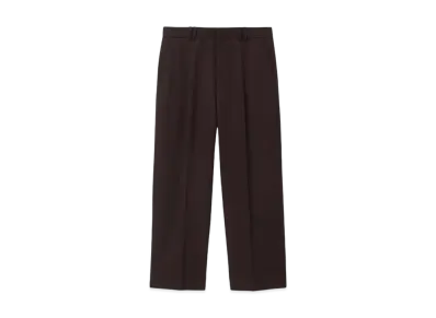 Paul Smith Wool Gabardine Wide Tapered Trousers "DarkBrown"