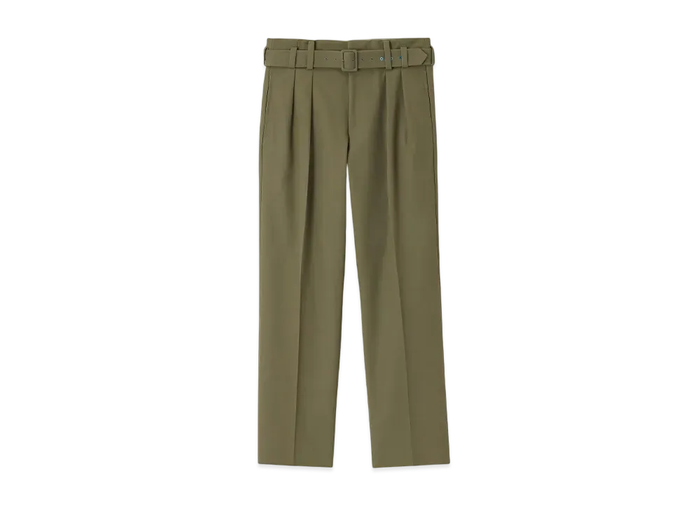 Paul Smith Cotton Twill Self-Belt Trousers "Khaki"