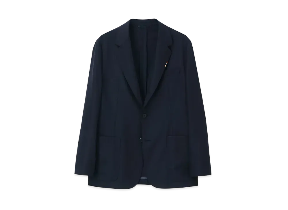 Paul Smith Solid Wool Stretch Jacket A Suit To Travel In "Navy"