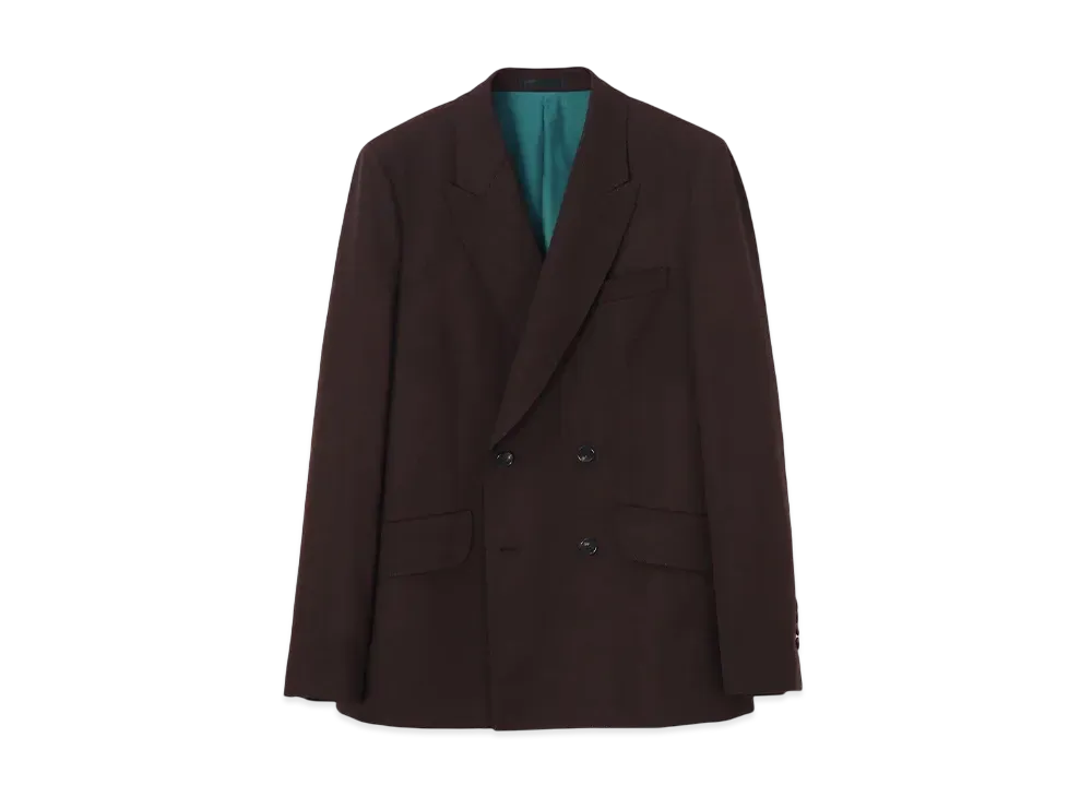 Paul Smith Double-Breasted Wool Gabardine Jacket "DarkBrown"