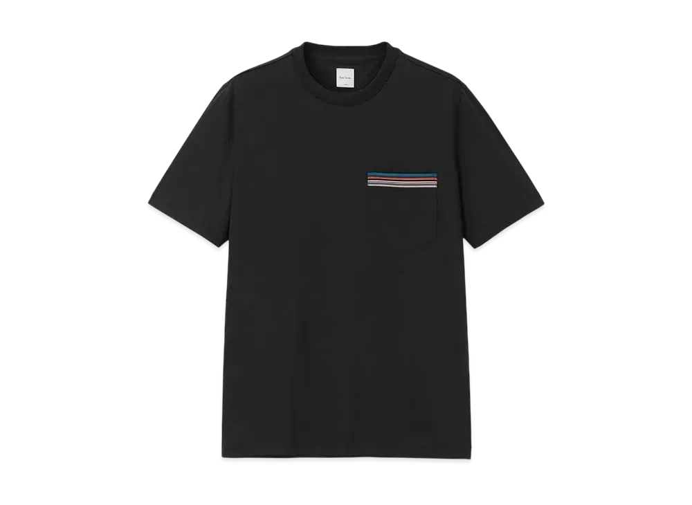 Paul Smith Signature Striped Pocket Short Sleeve Cut And Sew "Black"