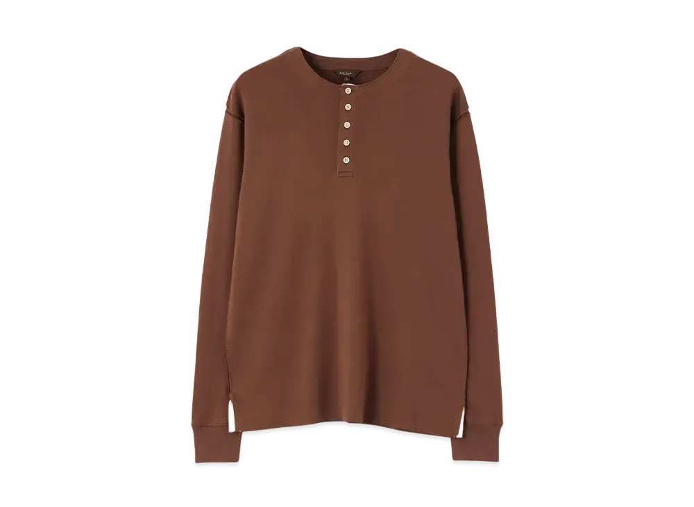 Paul Smith Henley Neck Raw Edge Cut And Sew "Brown"