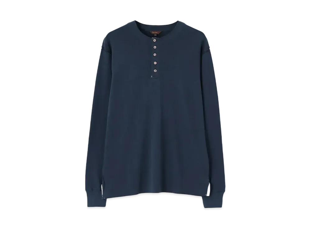 Paul Smith Henley Neck Raw Edge Cut And Sew "Navy"