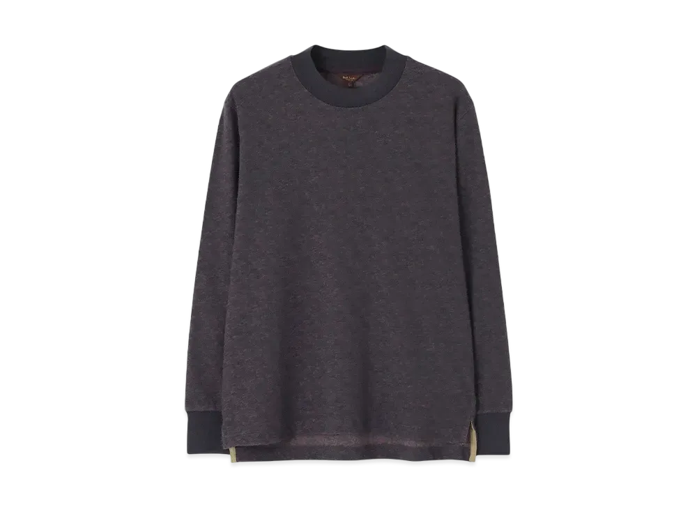 Paul Smith Crater Pile Mock Neck Cut And Sew "Gray"