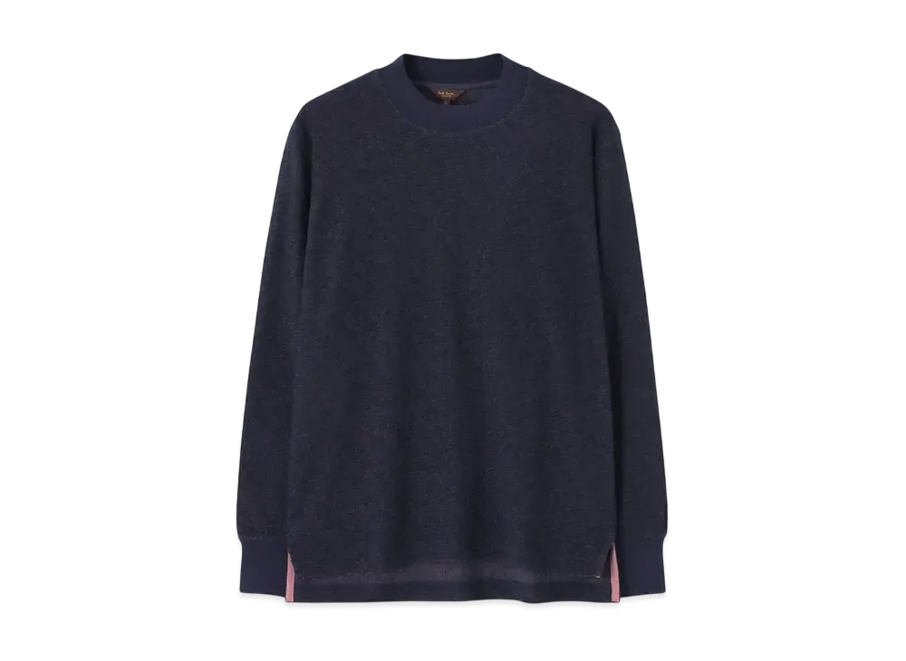 Paul Smith Crater Pile Mock Neck Cut And Sew "Navy"
