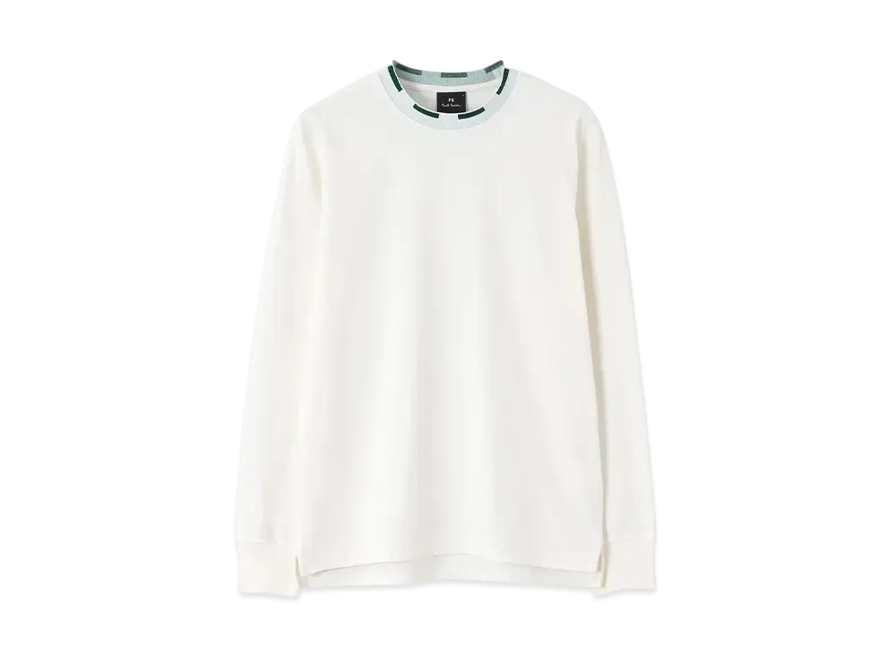 Paul Smith Contrast Rib Long Sleeve Tee "White"