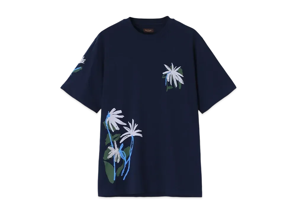 Paul Smith Botanical Embroidery Tee "Navy"