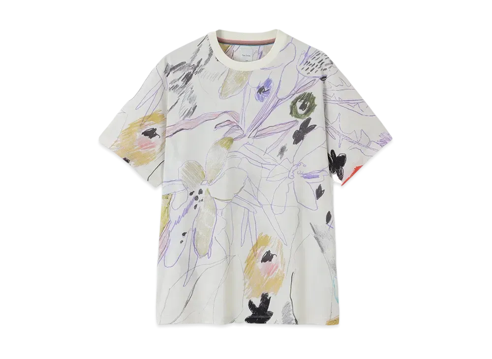Paul Smith Sketchbook Botanical Short Sleeve Cut And Sew "LightBeige"