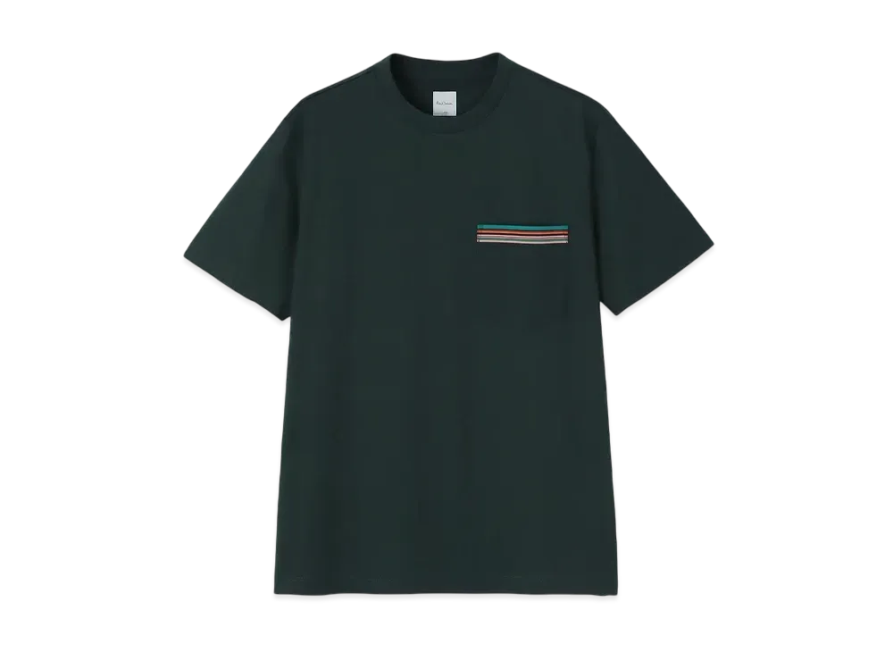 Paul Smith Signature Striped Pocket Short Sleeve Cut And Sew "DarkGreen"