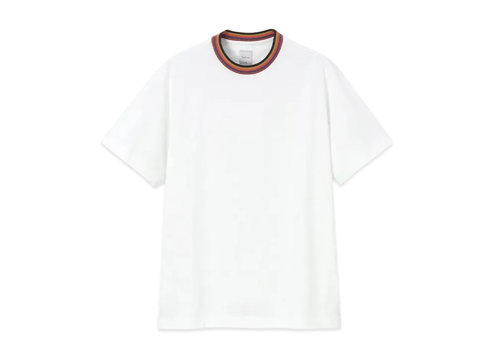 Paul Smith Artist Stripe Rib Short Sleeve Cut And Sew "White"