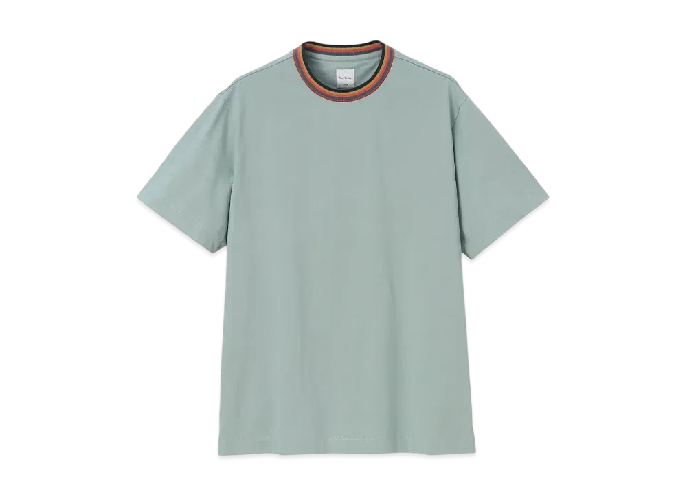 Paul Smith Artist Stripe Rib Short Sleeve Cut And Sew "MintGreen"