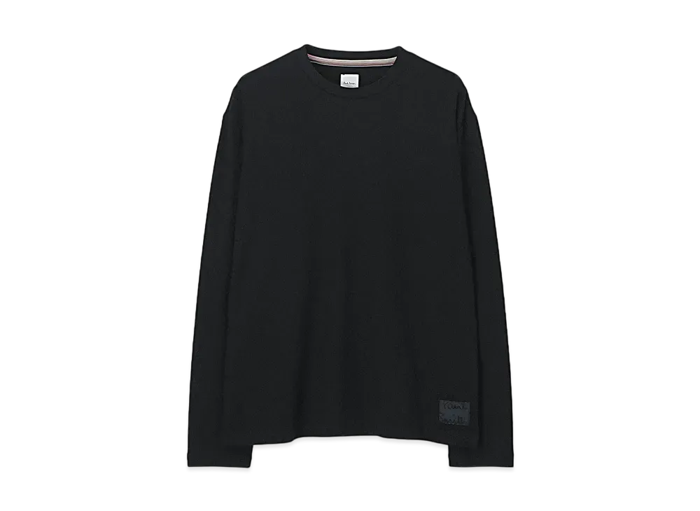 Paul Smith Cropped Logo Jacquard Check Long Sleeve Cut And Sew "Black"