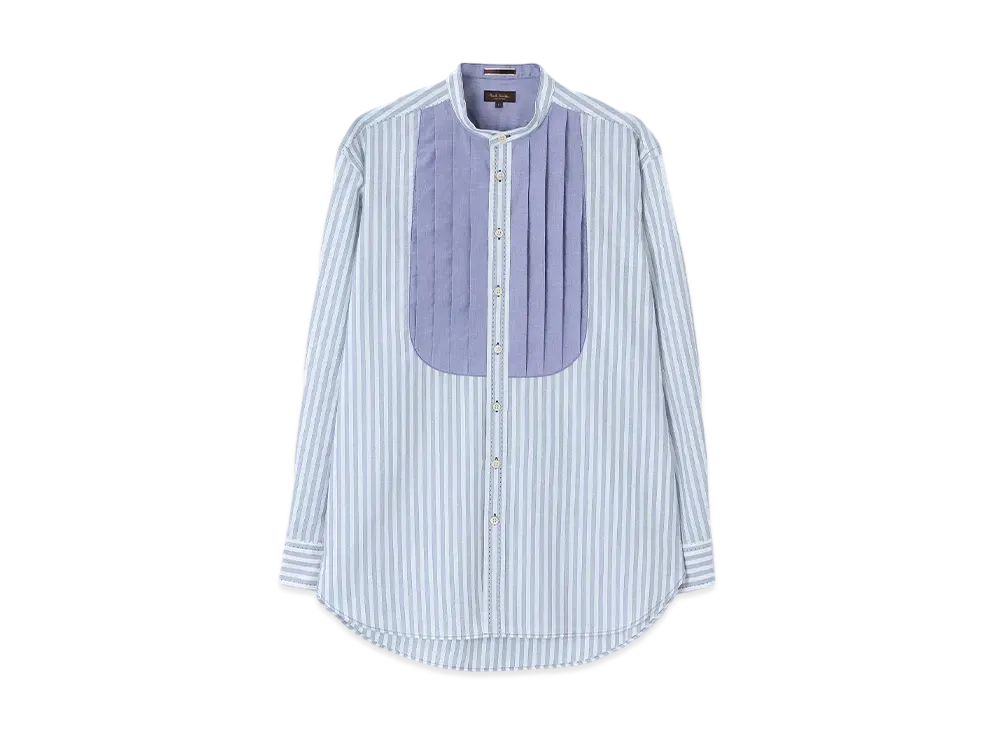 Paul Smith Bib Front Band Collar Shirt "Blue"