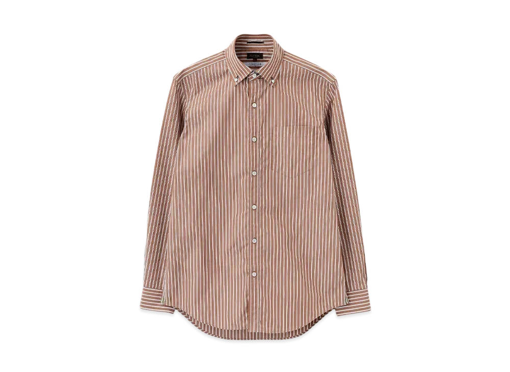 Paul Smith Group Stripe Button-Down Shirt "Brown"