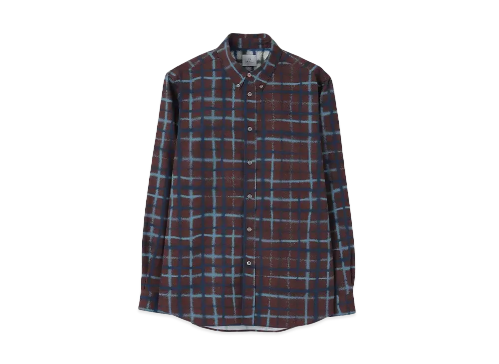 Paul Smith Spray Check Button Down Shirt "Burgandy"