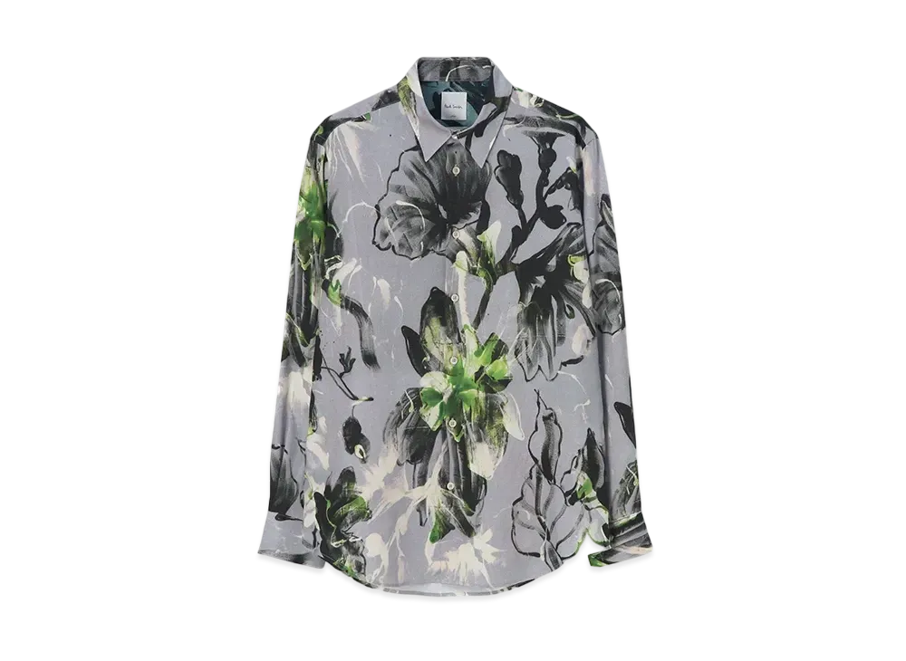 Paul Smith Painted Leaf Shirt "IceGray"