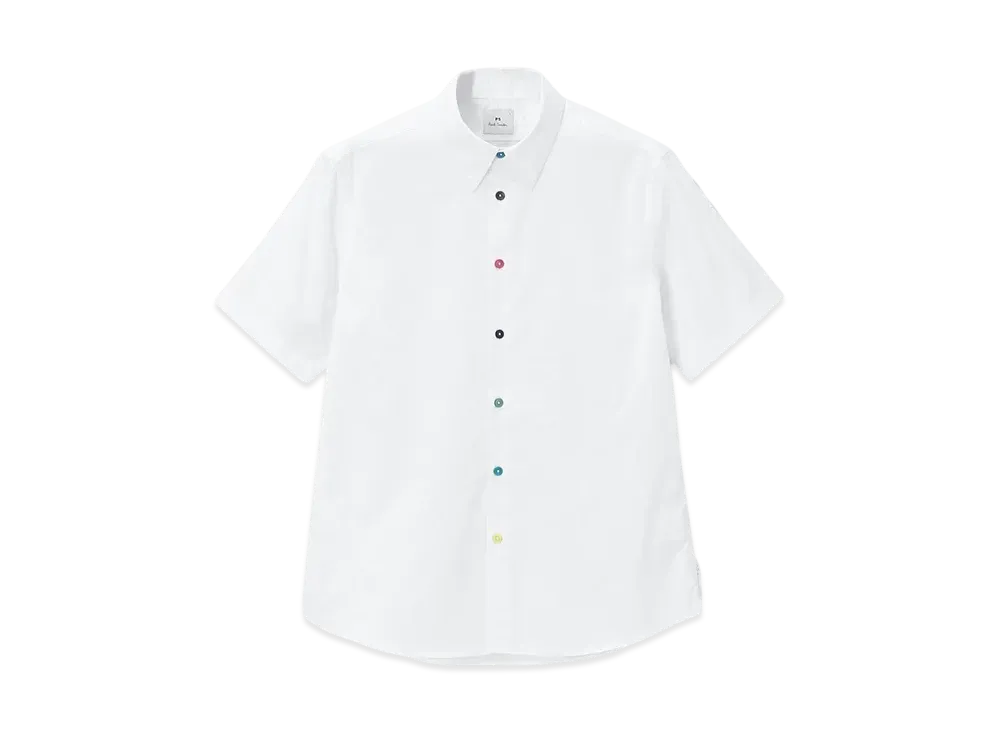 Paul Smith Multicolor Button Short Sleeve Shirt "White"