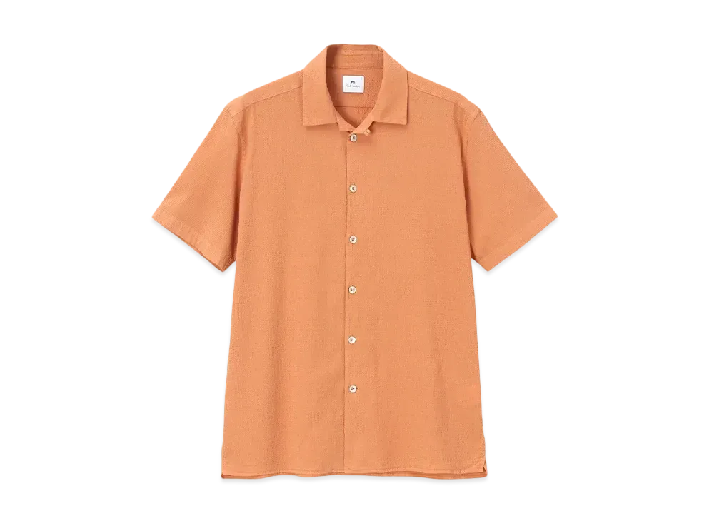 Paul Smith Cotton Stretch Open Collar Shirt "Orange"