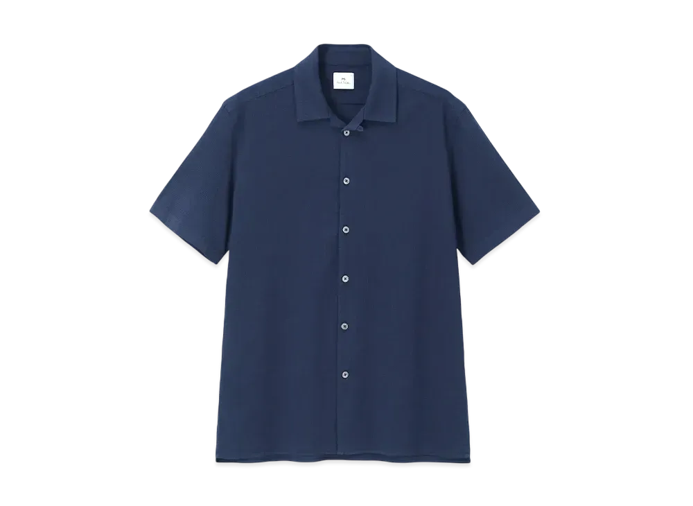 Paul Smith Cotton Stretch Open Collar Shirt "Navy"