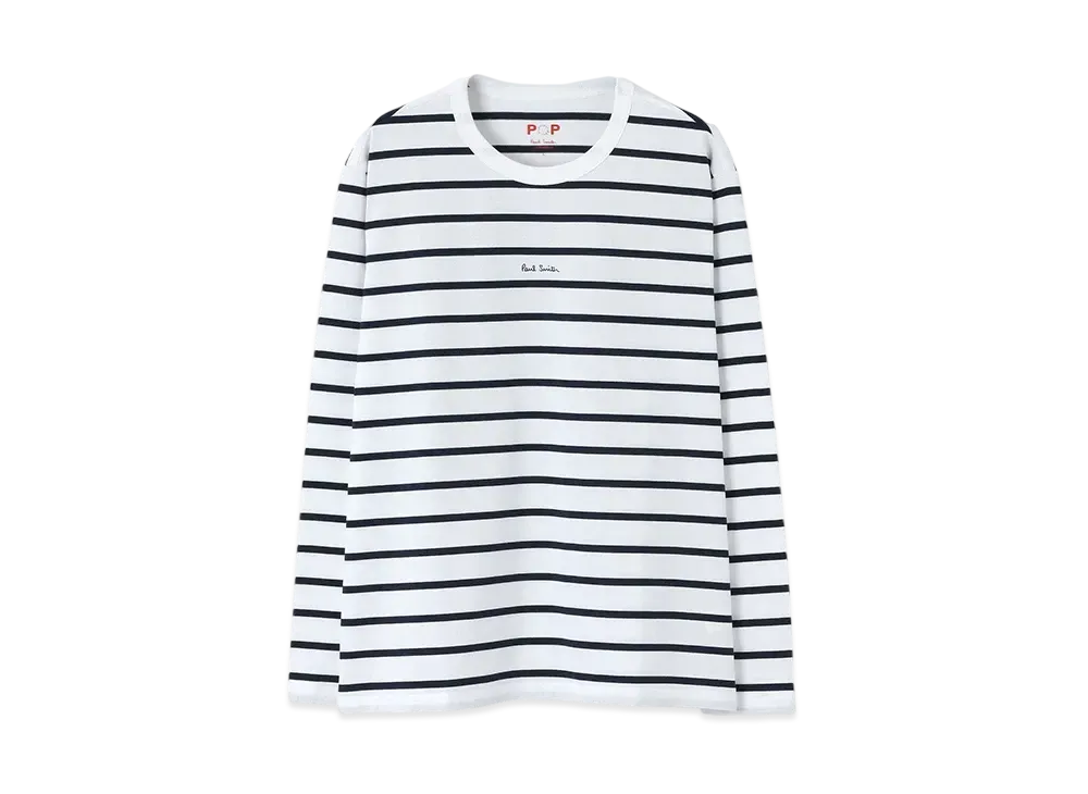 Paul Smith Border Long Sleeve Crew Neck Tee "White"