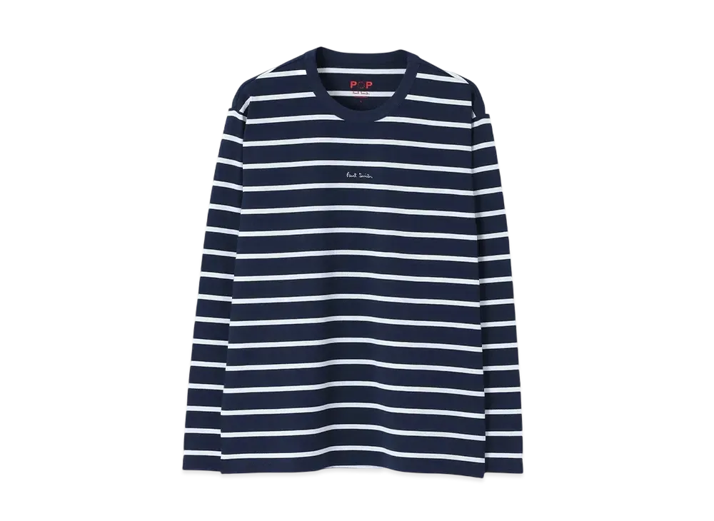 Paul Smith Border Long Sleeve Crew Neck Tee "Navy"