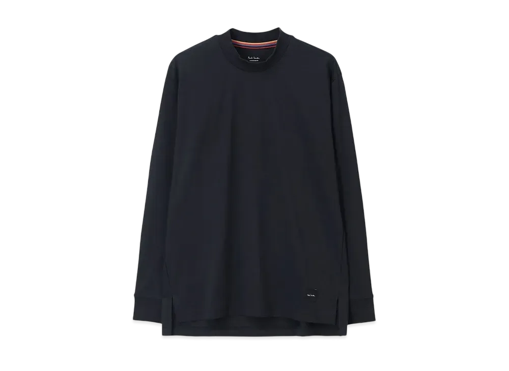 Paul Smith Solid Color Mock Neck Tee "Navy"