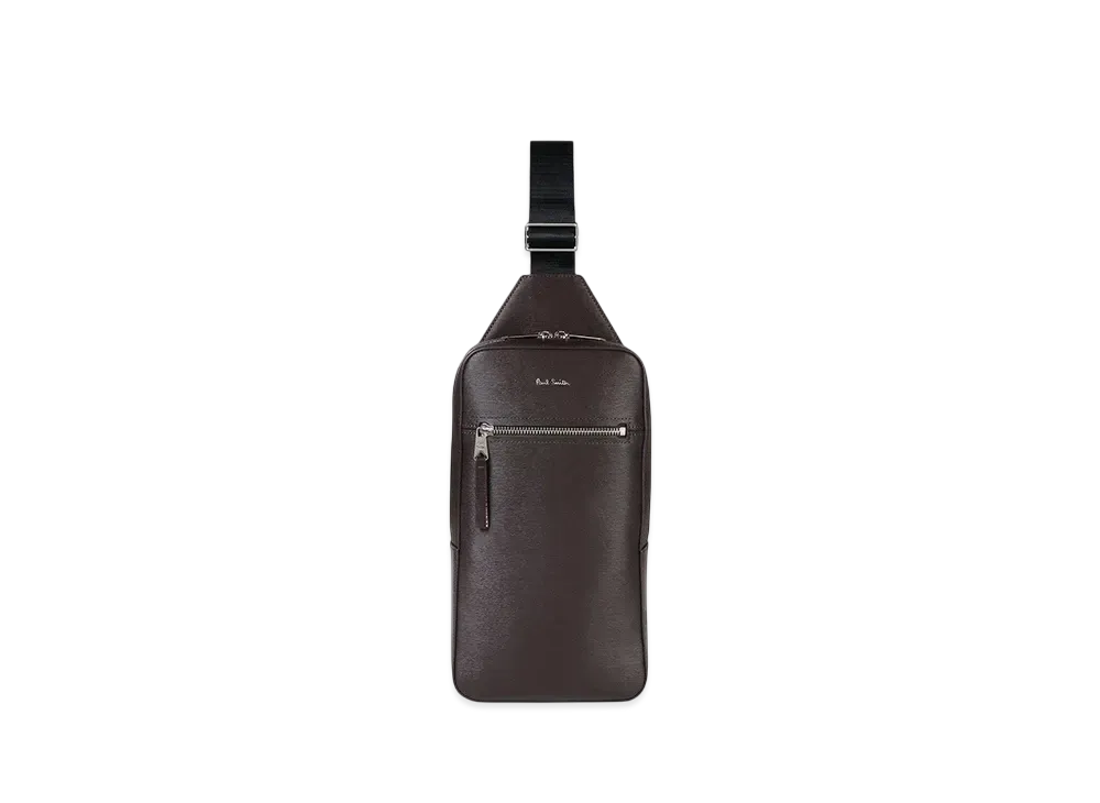 Paul Smith Straw Grain Leather Body Bag "DarkBrown"