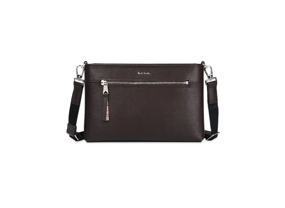 Paul Smith Straw Grain Leather Shoulder Bag "DarkBrown"