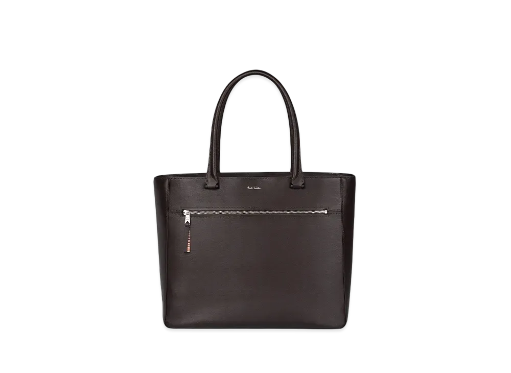 Paul Smith Straw-Grain Leather Tote Bag "DarkBrown"