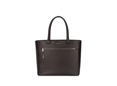 Paul Smith Straw-Grain Leather Tote Bag "DarkBrown"