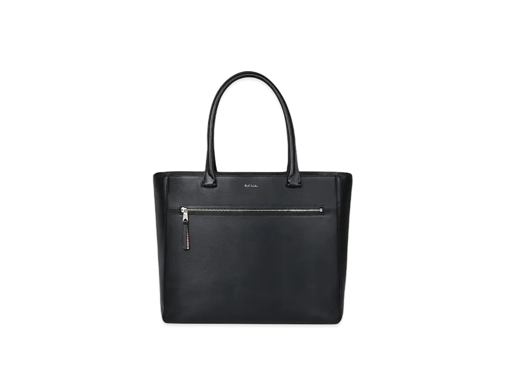 Paul Smith Straw-Grain Leather Tote Bag "Black"