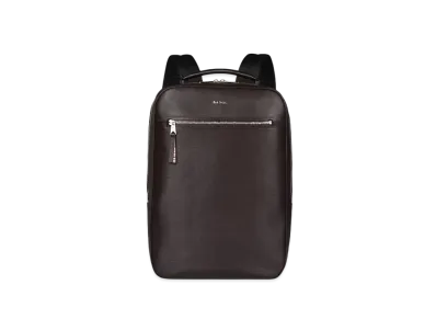 Paul Smith Straw Grain Leather Backpack "DarkBrown"